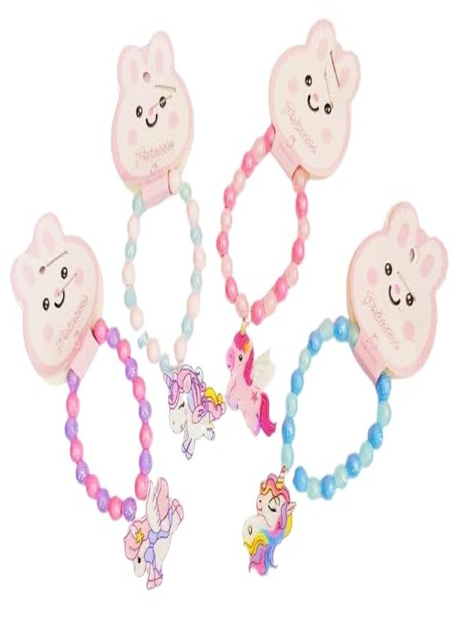 Tera13 TERA 13 Return Gifts For Kids Bracelet Unicorn Bracelet For Girls Playful Cartoon Kids Bracelet, Fun and Vibrant Characters, Adjustable and Safe, Party Favors and Gifts (4 pcs) - Image 1